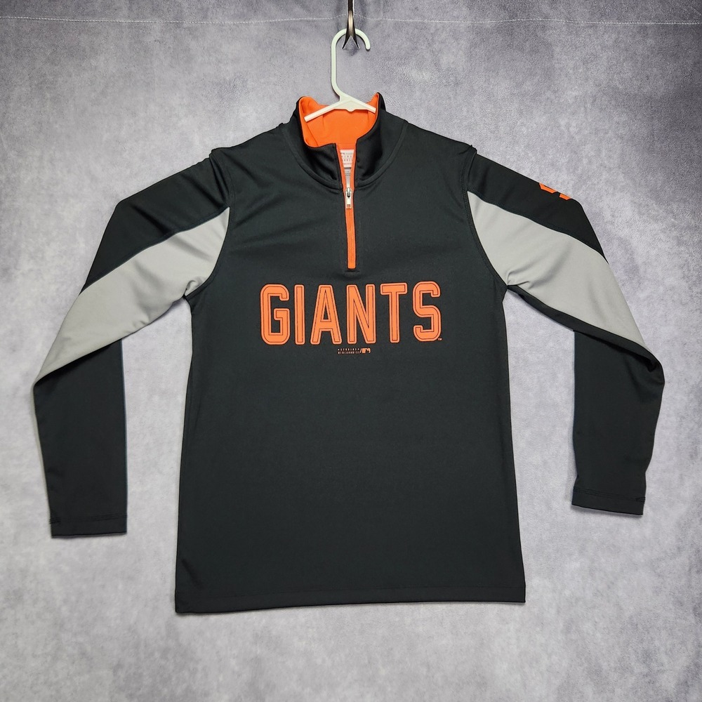 MLB San Francisco Giants Boys 1/4 Zip Pullover Shirt Black Large 14/16